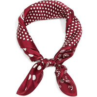 Womens Small Square Silk Satin Scarf, Red, White Polka Dot Design (21 x 21 In)