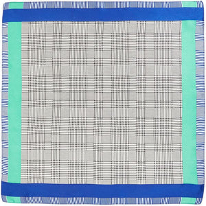 Womens Small Square Silk Satin Scarf, Grey Plaid, Bluegreen Stripes (21 x 21 In)