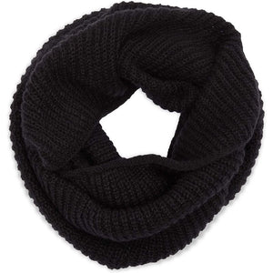 Knit Infinity Scarf for Women, Winter Scarves for Adults (Black, White, 2 Pack)