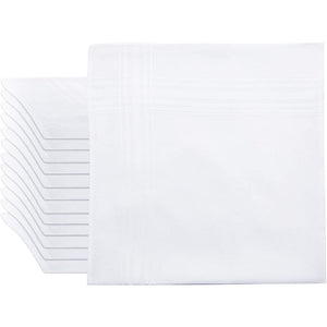 White Handkerchiefs for Men, Bamboo and Cotton (16 x 16 In, 12 Pack)