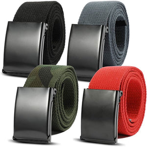 Military Web Belt with Metal Buckle for Men, 4 Colors (4 Pack)