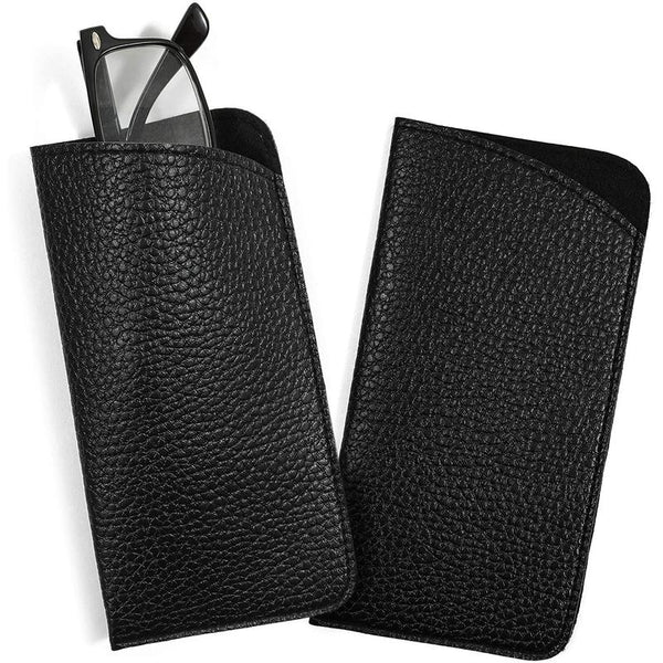 Eyeglass Pouch in Faux Pebble Leather (Black, 2 Pack)
