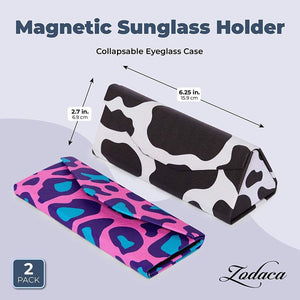 Magnetic Folding Hard Case for Women, Leopard and Cow Print (2 Pack)