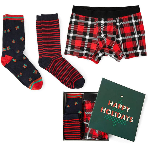 Christmas Boxer Briefs and Socks for Men, Box Set (Large, 3 Pieces)