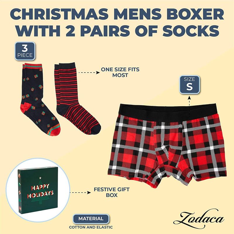 Christmas Boxer Briefs and Socks for Men, Box Set (Large, 3 Pieces) - Zodaca