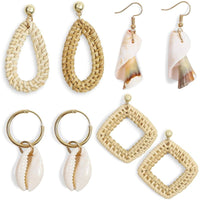 Zodaca Puka Shell Earrings for Women (4 Pairs)