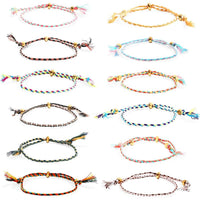 Braided Friendship Bracelets, Adjustable Sizing (12 Pack, Assorted Colors)