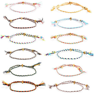 Braided Friendship Bracelets, Adjustable Sizing (12 Pack, Assorted Colors)