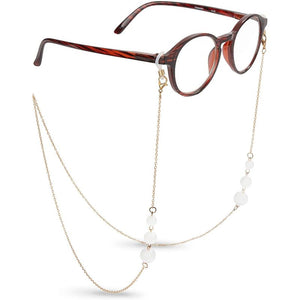 Eyeglass Chains for Women, Pearl & Gold Chain (2 Pack)