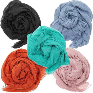 Shawl Head Wrap, Hijab Scarf for Women in 5 Colors (70 x 36 In, 5 Pack)