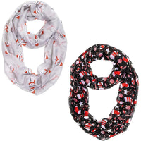 Christmas Infinity Scarfs for Women, Holiday Accessories, Stocking Stuffers (2 Pack)