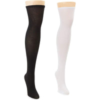 Thigh High Stockings for Women in Black, Grey, White for Uniform, Costumes, Cosplay (4 Pack)