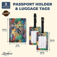 RFID Leopard Passport Holder with 2 Luggage Tags for Women (3 Pieces)
