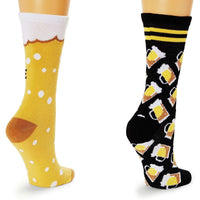 Beer Crew Socks for Women, Here for the Beer, One Size (Yellow, Black, 2 Pairs)