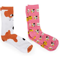 Cat Lovers Crew Socks for Women, Fun Gift Set (One Size, 2 Pairs)