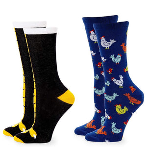 Chicken Lovers Crew Socks for Women, Fun Gift Set (One Size, 2 Pairs)