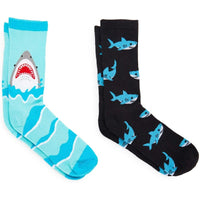 Shark Lovers Crew Socks for Men and Women, Novelty Sock Set (One Size, 2 Pairs)