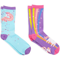 Unicorn Socks for Women, One Size (Blue, Purple, 2 Pairs)