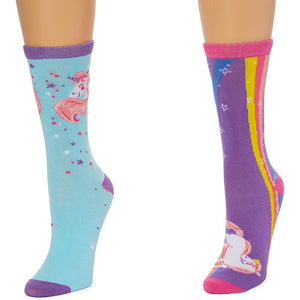 Unicorn Socks for Women, One Size (Blue, Purple, 2 Pairs)