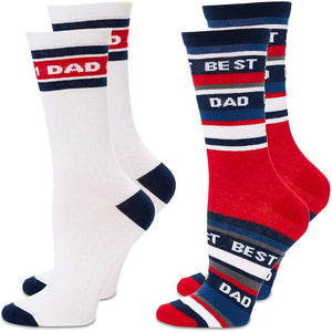 Fathers Day Crew Socks for Men, Fun Gift Set for Dad (One Size, 2 Pairs)