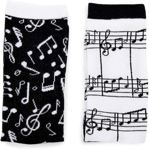 Music Note Crew Socks for Women, Fun Sock Gift Set (One Size, 2 Pairs)