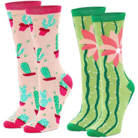 Cactus Socks for Men and Women, Novelty Sock Set (One Size, 2 Pairs)