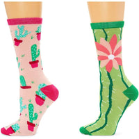 Cactus Socks for Men and Women, Novelty Sock Set (One Size, 2 Pairs)