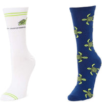 Turtle Crew Socks for Women, Fun Sock Gift Set (One Size, 2 Pairs)