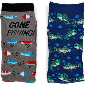 Fishing Crew Socks for Men, Novelty Socks for Birthdays, Father's Day (One Size, 2 Pairs)
