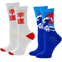 Japan Crew Socks for Women, Fun Sock Gift Set (One Size, 2 Pairs)