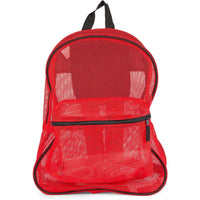 Red Mesh Backpack with Pockets, Medium Sized Backpack (13.8 x 17 x 5.5 In)