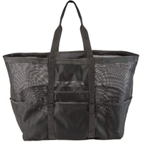 Mesh Beach Bags, Black Totes with 9 Pockets (2 Pack)