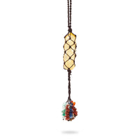 Crystal Car Hanging Ornament, Natural Citrine 7 Chakra Stones (8.5 Inches)