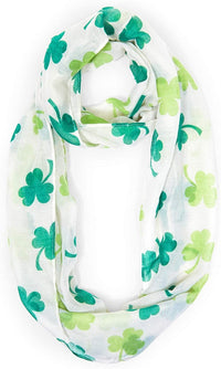 Clover-Theme Infinity Scarf Set for Women, St Patrick's Accessories (2 Pack)