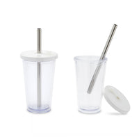 Reusable Boba Cup with Lid and Straw, To-Go Bubble Tea Set (17 oz)