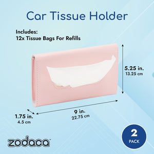 Pastel Pink Sun Visor Tissue Holder, 12 Bags of Refill Tissues, 24 Sheets Each (2 Pack)