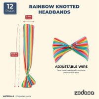 Rainbow Knotted Headbands for Women's Hair Accessories (12 Pack)