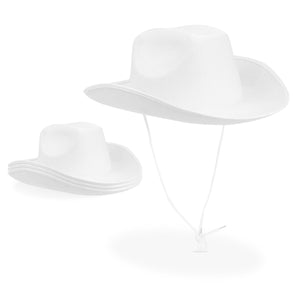 4 Pack Plain White Felt Cowboy Cowgirl Hat for Child Boys and Girls Halloween, Birthday Costume Party, One Size