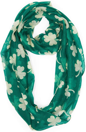 Clover-Theme Infinity Scarf Set for Women, St Patrick's Accessories (2 Pack)