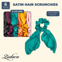 6-Piece Hair Scrunchies, Satin Silk Chiffon Elastic Hair Bands Scarfs Ties Secure Ponytails