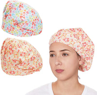 2 Pcs Nurses Surgical Scrub Cap Hair Net, Adjustable Bouffant Hats for Women