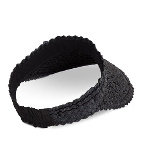 Straw Sun Visor Hat for Women, Wide Brim for Summer Beach UV Protection (Black)