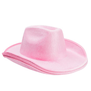 4-Pack Pink Cowboy Hats for Girls - Cute Velvet Cowgirl Hats for Costume, Dress Up Party (Adult Size)