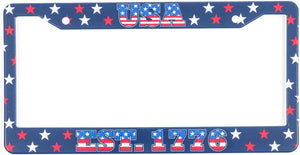 Zodaca American Flag License Plate Frame with Screws (12.25 x 6.4 in, 2 Pack)