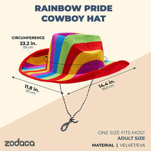 Rainbow Cowboy Hat for Pride Parade, Costume Party (Adults One Size)