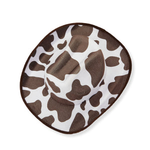 Brown and White Cow Print Western Cowboy Hat for Kids Party, Costume Accessories (Youth Size)