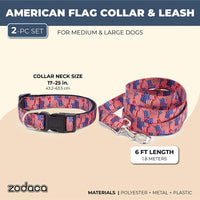 American Flag Collar and Leash for Medium and Large Dogs (2 Piece Set)