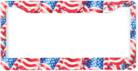 Zodaca American Flag License Plate Frame with Screws (12.25 x 6.4 in, 2 Pack)