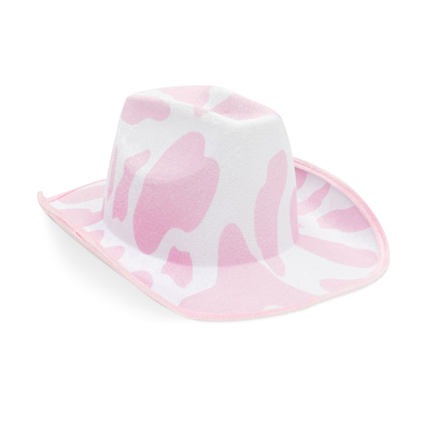 Light Pink Cowboy Hat for Women, Men, Cowgirl, Cow Print Design for Western Party, Costume (Adult Size)