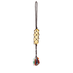 Crystal Car Hanging Ornament, Natural Citrine 7 Chakra Stones (8.5 Inches)